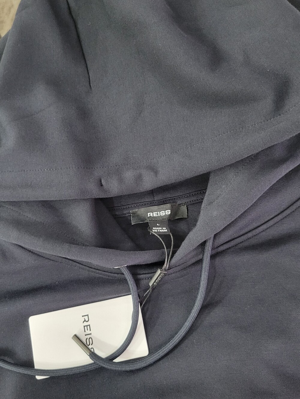 REISS Men's Falco Sueded Cotton-Modal Blend Relaxed-Fit Hoodie L - Picture 8 of 9